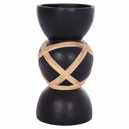 ΔΙΑΚΟΣΜΗΤΙΚΟ ΒΑΖΟ ΔΑΠΕΔΟΥ MAYNARD HM4672.01L FIBER CEMENT ΜΑΥΡΟ-RATTAN Φ32x62.5Υεκ