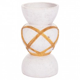 ΔΙΑΚΟΣΜΗΤΙΚΟ ΒΑΖΟ ΔΑΠΕΔΟΥ MAYNARD HM4672.02S FIBER CEMENT ΛΕΥΚΟ--RATTAN Φ27.5x50Υεκ