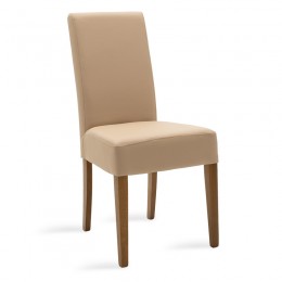 Καρέκλα Ditta pakoworld 45X58X96CM PU μόκα-πόδι μασίφ ξύλο καρυδί 047-000031
