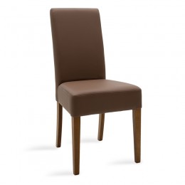 Καρέκλα Ditta pakoworld 45x58x96cm PU ανοικτό καφέ-πόδι μασίφ ξύλο καρυδί 047-000032