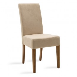 Καρέκλα Ditta pakoworld 45X58X96CM ύφασμα εκρού-πόδι μασίφ ξύλο καρυδί 047-000037