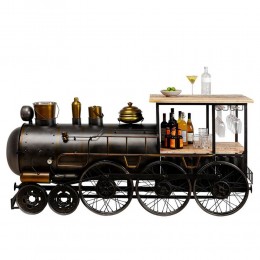 TRAIN ΚΟΝΣΟΛΑ BAR GUNMETAL ΦΥΣΙΚΟ 226x60x104cm