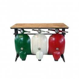 VESPA ΚΟΝΣΟΛΑ ΠΡΑΣΙΝΟ ΛΕΥΚΟ ΚΟΚΚΙΝΟ 138x52xH100cm 05-0741