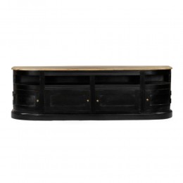 FRANCESA TV STAND 4ΠΟΡΤΕΣ ΜΑΥΡΟ ΦΥΣΙΚΟ 175x42x60cm