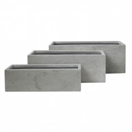 ΣΕΤ 3ΤΜΧ ΓΛΑΣΤΡΕΣ ΟΡΘΟΓΩΝΙΕΣ GARDENER HM4723 FIBERCLAY ΓΚΡΙ CEMENT 81x30.5x30.5Υεκ.