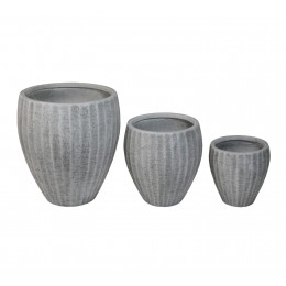 ΣΕΤ 3ΤΜΧ ΓΛΑΣΤΡΕΣ ΣΤΡΟΓΓΥΛΕΣ ΣΕΙΡΑ GARDENER HM4728 FIBERCLAY-ΧΡΩΜΑ CEMENT Φ49.5x56Υεκ