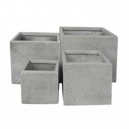 ΣΕΤ 4ΤΜΧ ΓΛΑΣΤΡΕΣ ΤΕΤΡΑΓΩΝΕΣ GARDENER HM4730 FIBERCLAY ΓΚΡΙ CEMENT 37x37x31.5Υεκ.
