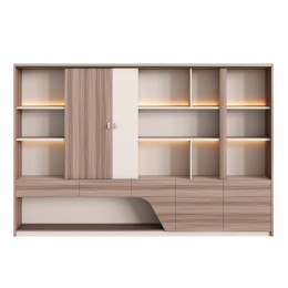 ΒΙΒΛΙΟΘΗΚΗ ΣΕΙΡΑ SUPERON HM2141 ΜΕΛΑΜΙΝΗ ΜΠΕΖ & ΦΥΣΙΚΟ--LED ΦΩΤΙΣΜΟΣ 300x40x200Υεκ