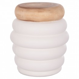 ΤΡΑΠΕΖΙ ΒΟΗΘΗΤΙΚΟ PUFFAT HM18172.02 FIBER CEMENT ΛΕΥΚΟ- ΞΥΛΟ TEAK TOP Φ45x46Υεκ. 0535730
