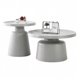 ΣΕΤ 2 ΤΡΑΠΕΖΙΑ ΣΑΛΟΝΙΟΥ RINKON2 HM18304.03 ΜΕΤΑΛΛΟ ΣΕ ΓΚΡΙ Φ50εκ & Φ70εκ