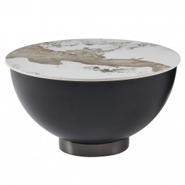 ΤΡΑΠΕΖΙ ΣΑΛΟΝΙΟΥ ERIDANO SM18309.02 ΜΕΤΑΛΛΟ ΜΑΥΡΟ-SINTERED STONE PANDORA Φ73x37Υεκ