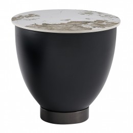 ΤΡΑΠΕΖΙ ΣΑΛΟΝΙΟΥ ERIDANO SM18310.02 ΜΕΤΑΛΛΟ ΜΑΥΡΟ-SINTERED STONE PANDORA Φ48x45Υεκ