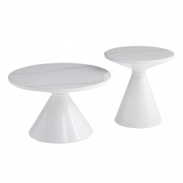 ΣΕΤ 2 ΤΡΑΠΕΖΙA ΣΑΛΟΝΙΟΥ LYNX SM18316.01 ΜΕΤΑΛΛΙΚΕΣ ΒΑΣΕΙΣ-SINTERED STONE SNOW WHITE