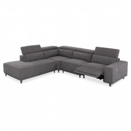 ΚΑΝΑΠΕΣ ΑΡΙΣΤΕΡΗ ΓΩΝΙΑ 5Θ ΜΕ RECLINE LUNARIS SM3316.01L ΓΚΡΙ ΥΦΑΣΜΑ 307x267x94Yεκ
