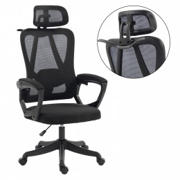 ΚΑΡΕΚΛΑ ΓΡΑΦΕΙΟΥ FRANTIC HM1224.01 ΜΑΥΡO MESH & ΠΟΛΥΠΡΟΠΥΛΕΝΙΟ 60x60x134Υεκ