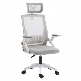 ΚΑΡΕΚΛΑ ΓΡΑΦΕΙΟΥ MATRON HM1226.02 ΛΕΥΚΟ PP--ΑΝΟΙΧΤΟ ΓΚΡΙ MESH 47x47x128Υεκ