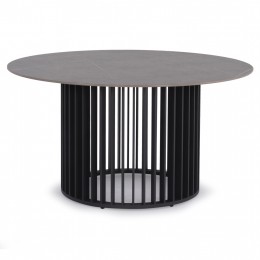 ΤΡΑΠΕΖΙ ΣΤΡΟΓΓΥΛΟ ΣΕΙΡΑ ETERNITY SM6177 ΑΝΘΡΑΚΙ ΑΛΟΥΜΙΝΙΟ-ΓΚΡΙ SINTERED STONE Φ140εκ