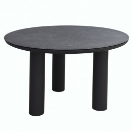 ΤΡΑΠΕΖΙ ΑΛΟΥΜΙΝΙΟΥ DOSUN HM6201.01 ΓΚΡΙ ΣΚΕΛΕΤΟΣ-3D PRINT ΓΥΑΛΙ-ΚΕΡΑΜΙΚΟ LOOK Φ120εκ 0612630