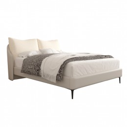 ΚΡΕΒΑΤΙ BRITTANIA SM735.03 ΜΠΕΖ ΥΦΑΣΜΑ & ΒΙΝΥΛΛΙΟ--ΓΙΑ ΣΤΡΩΜΑ 160x200εκ.