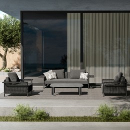 ΣΕΤ ΣΑΛΟΝΙ ΕΞ.ΧΩΡΟΥ 4ΤΜΧ AURORA SM6344.02 ΑΝΘΡΑΚΙ ΑΛΟΥΜΙΝΙΟ-PE WICKER-SINTERED STONE