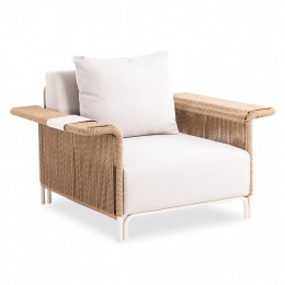 ΠΟΛΥΘΡΟΝΑ LOUNGE AURORA SM6419.01 ΚΡΕΜ ΑΛΟΥΜΙΝΙΟ-PE WICKER 122.5x93.5x73Υεκ.