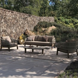 ΣΕΤ ΣΑΛΟΝΙ 4ΤΜΧ MAHAL HM6424.02 ΚΡΕΜ ΑΛΟΥΜΙΝΙΟ--ΜΠΕΖ OLEFIN & ΣΧΟΙΝΙ STRAP