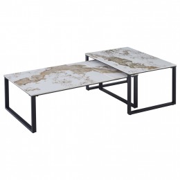 ΤΡΑΠΕΖΙ ΣΑΛΟΝΙΟΥ 2ΤΜΧ TERREN HM18365.01 ΜΕΤΑΛΛΟ--SINTERED STONE PANDORA 120x70x45Υεκ