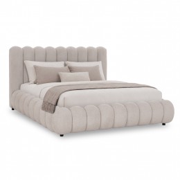 ΚΡΕΒΑΤΙ ΥΠΕΡΔΙΠΛΟ BUBBLE SM758.03 ΜΠΕΖ CHENILLE ΥΦΑΣΜΑ ΓΙΑ ΣΤΡΩΜΑ 180x200εκ