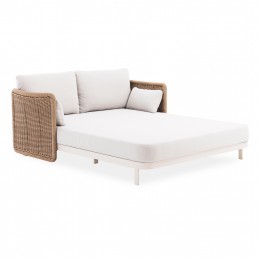 DAYBED 2ΘΕΣΙΟ DESTINY SM6408.01 ΕΚΡΟΥ ΑΛΟΥΜΙΝΙΟ-P.E.WICKER ΜΠΕΖ 202x170x73.5Υεκ