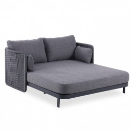 DAYBED 2ΘΕΣΙΟ DESTINY SM6408.02 ΑΝΘΡΑΚΙ ΑΛΟΥΜΙΝΙΟ-P.E.WICKER ΓΚΡΙ 202x170x73.5Υεκ