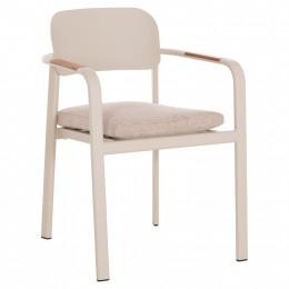 ΠΟΛΥΘΡΟΝΑ ΤΡΑΠΕΖΑΡΙΑΣ ELARA HM6414.05 ΜΠΕΖ ΑΛΟΥΜΙΝΙΟ-OLEFIN--ΞΥΛΟ TEAK 56x62x78Υεκ.