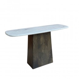 BORDS ΚΟΝΣΟΛΑ ΛΕΥΚΟ ΜΑΡΜΑΡΟ ΚΑΡΥΔΙ ΣΚΟΥΡΟ 130x45x76cm