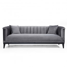 Καναπές 3θέσιος PWF-0541 pakoworld βελούδο ανθρακί 255x89x79εκ 071-001241