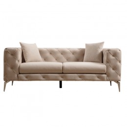 Καναπές 2θέσιος PWF-0579 pakoworld τύπου Chesterfield ύφασμα εκρού 197x90x73εκ 071-001325