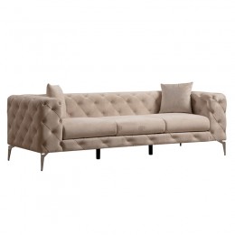 Καναπές 3θέσιος PWF-0579 pakoworld τύπου Chesterfield ύφασμα εκρού 237x90x73εκ 071-001351