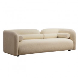 Καναπές 3θέσιος Tranquil pakoworld ύφασμα μπουκλέ κρεμ 228x90x74εκ 071-001404