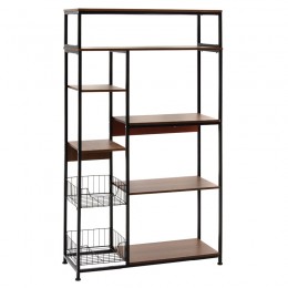 Ραφιέρα επιδαπέδια Leena pakoworld μέταλλο dark oak-μαύρο 80x30x142εκ 072-000060