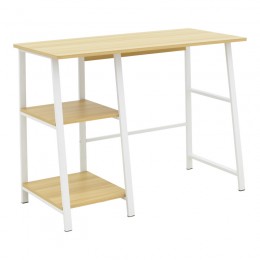 Γραφείο εργασίας Ferje pakoworld με ράφια mdf σε φυσική-λευκή απόχρωση 100x48x75εκ