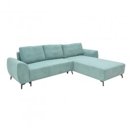 Kαναπές κρεβάτι τριθέσιος αναστρέψιμος Settee pakoworld ύφασμα με αποθηκευτικό χώρο σε μέντα απόχρωση 286x204x93εκ 074-000044