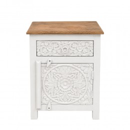 LOTUS ΚΟΜΟΔΙΝΟ 1ΠΟΡΤΑ 1ΣΥΡΤΑΡΙ ΛΕΥΚΟ DECAPE ΦΥΣΙΚΟ 45x37x60cm