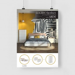 LUCIDO ΚΡΕΒΑΤΟΚΑΜΑΡΑ SET 3+1 ΛΕΥΚΟ OAK ΦΥΣΙΚΟ 09-2151