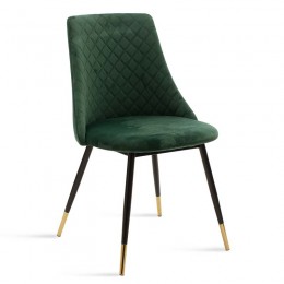 Καρέκλα Giselle pakoworld 51x52x82cm βελούδο σκούρο πράσινο-μαύρο χρυσό πόδι 096-000012