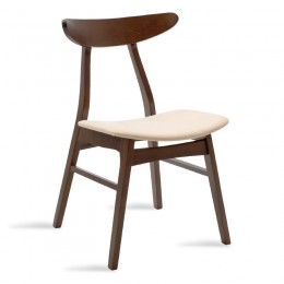 Καρέκλα Orlean pakoworld μπεζ ύφασμα-rubberwood καρυδί πόδι 097-000007