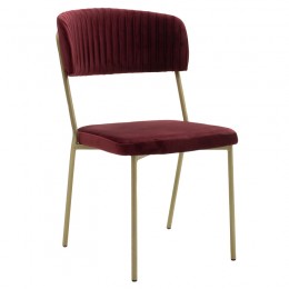 Καρέκλα Livio pakoworld 53x57x89cm βελούδο μπορντό-χρυσό πόδι 101-000045