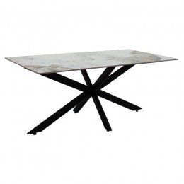 Τραπέζι Bethan pakoworld sintered stone λευκό μαρμάρου-μαύρο 180x90x75εκ 101-000067