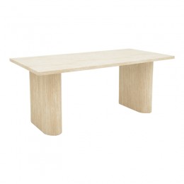 Τραπέζι Loozir pakoworld mdf σε λευκή όψη τραβερτίνας 180x90x75εκ 101-000095