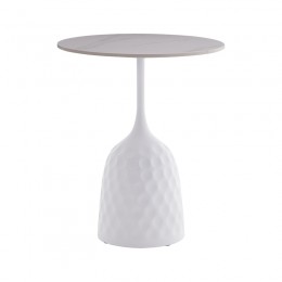Βοηθητικό τραπέζι Kousien Inart λευκό sintered stone Φ50x60εκ 101-000098