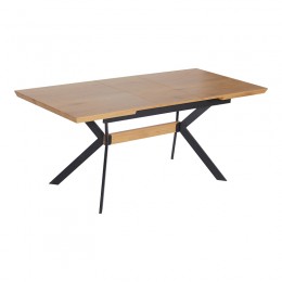 Τραπέζι Jessamy pakoworld επεκτεινόμενο MDF 43mm σε φυσική απόχρωση και πόδι μεταλλικό μαύρο 160/200x90x76εκ 101-000120