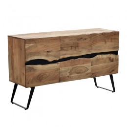 Μπουφές Imena pakoworld μασίφ ξύλο 4εκ φυσικό-μαύρο 148x43.5x86εκ 113-000021