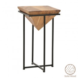 Βοηθητικό τραπέζι σαλονιού Miles pakoworld μασίφ ξύλο ακακίας καρυδί-μαύρο 29x29x54εκ 113-000031